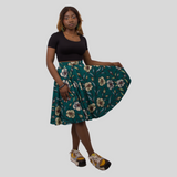 EMERALD GREEN FLORAL SKIRT
