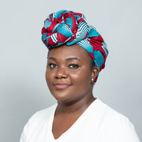 Ijang Turquoise_Red Ankara Head wrap