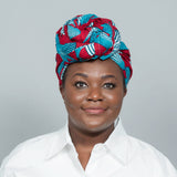 Ijang Turquoise_Red Ankara Head wrap
