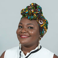 Ngelo Brown_White_Turquoise Ankara Headwrap