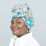 Ngelo White_Turquoise_Yellow Ankara Headwrap