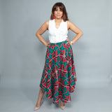 Ngenwie Red_Green Ankara African print Skirt.(Check size chart before placing your order)